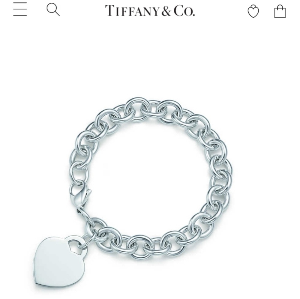 Authentic Tiffany heart chain bracelet  8"